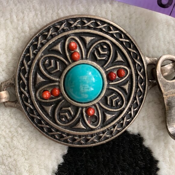 Vintage 90s Southwestern Western Boho Chic Concho Chain Waist Hip Belt - Picture 9 of 13